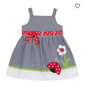 Brand NEW! Baby Girls Ladybug Seersucker Dress Set, 2 Piece